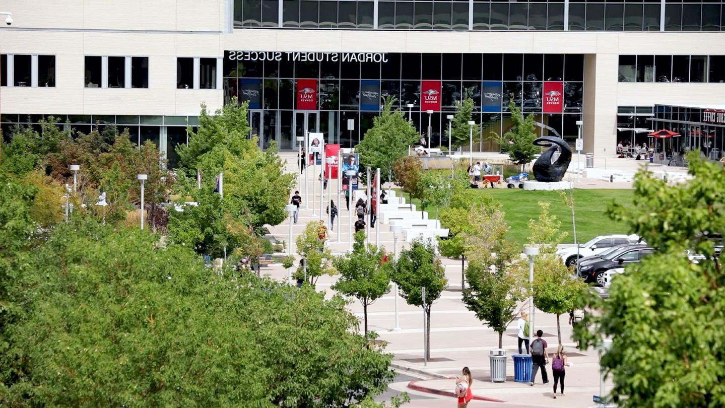 In front of the Jordan Student Success Building